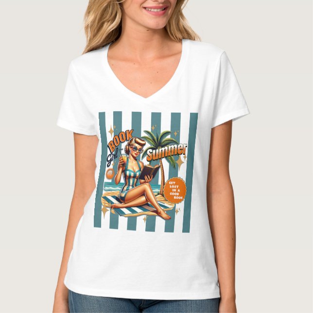 Bokflicka sommarlov strandresa t shirt (Framsida)