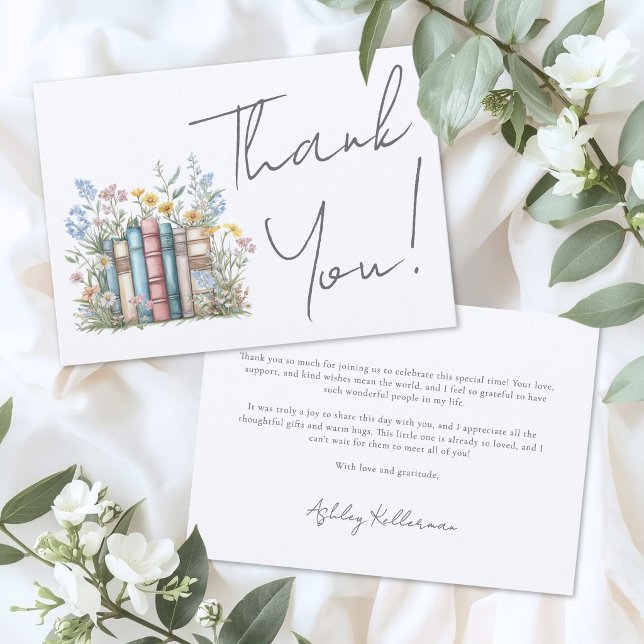 Bokför Blommig Tacksamhet Tack Kort (Book Floral Thank You Card)