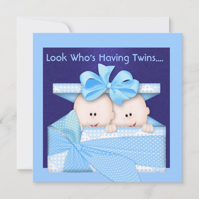 BOKFÖRA TWILLINGAR SOM BABY SHOWER INVIKELSE INBJUDNINGAR (Framsida)