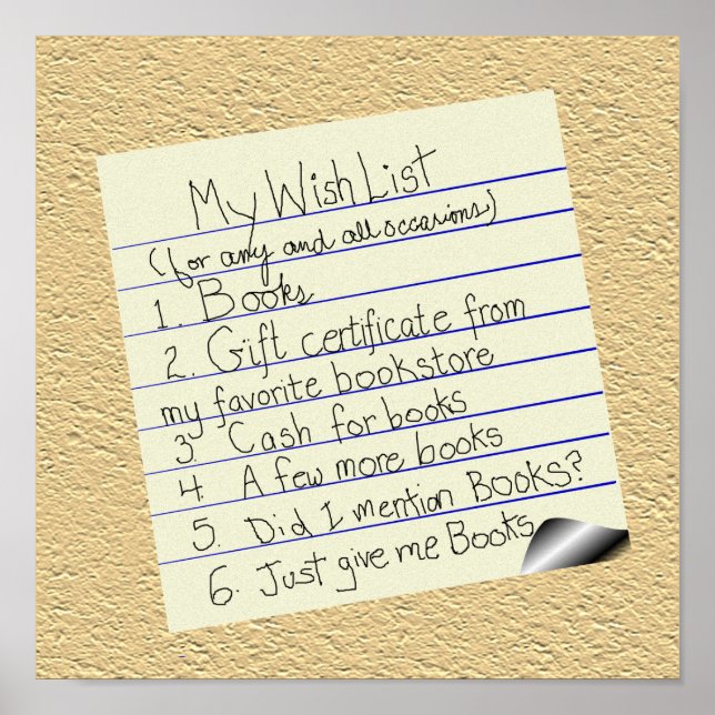 Bokförarens önskelista poster (Framsidan)