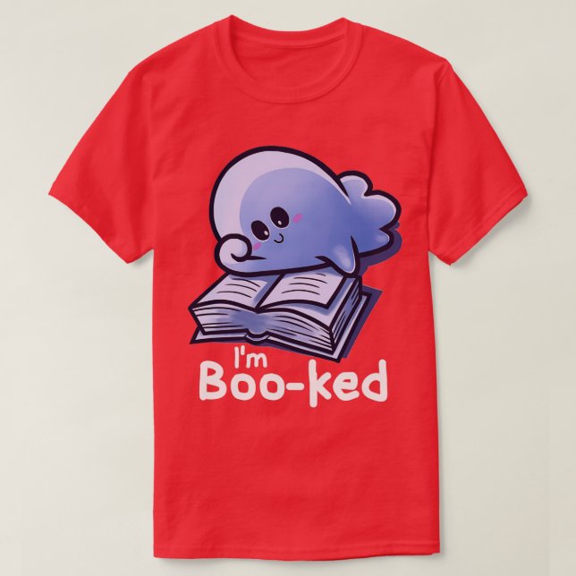 Bokförd Ghost Reading Bok Spöken Halloween Bokar R T Shirt (Design framsida)