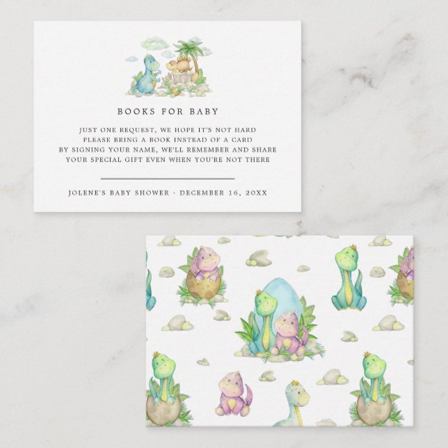 Bokförfrågan | Little Dinosaur Baby Shower  Tilläggskort (Fram/baksida)