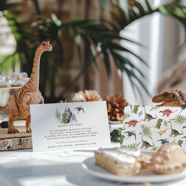 Bokförfrågan | Little Dinosaur Baby Shower Tilläggskort (Skapare uppladdad)