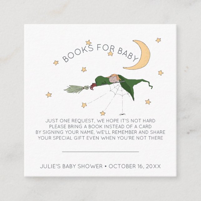 Bokförfrågan | Little Witch Baby Shower Infog Tilläggskort (Framsida)
