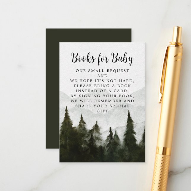 Bokförfrågan Misty Forest Baby Shower Tilläggskort (Fram/Back In Situ)
