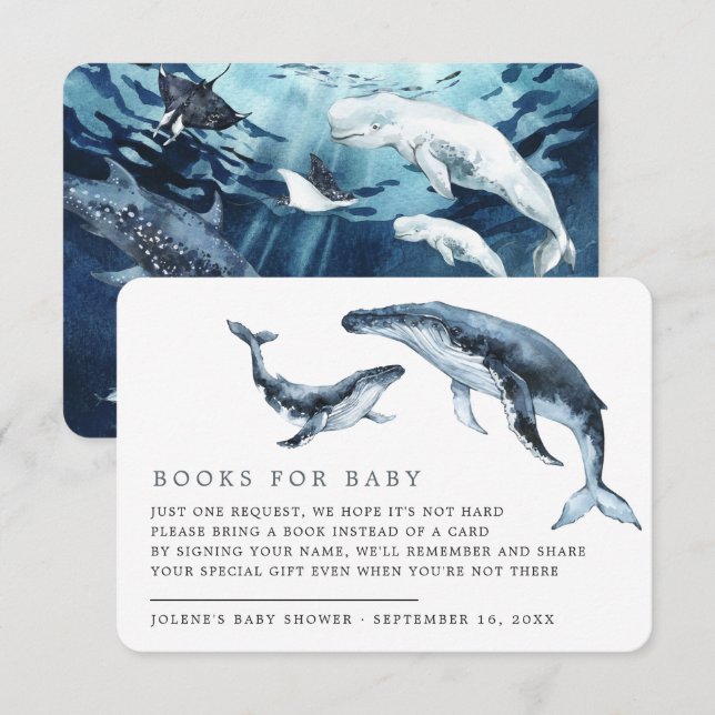 Bokförfrågan | Under havet Ocean Baby Shower Tilläggskort (Fram/baksida)