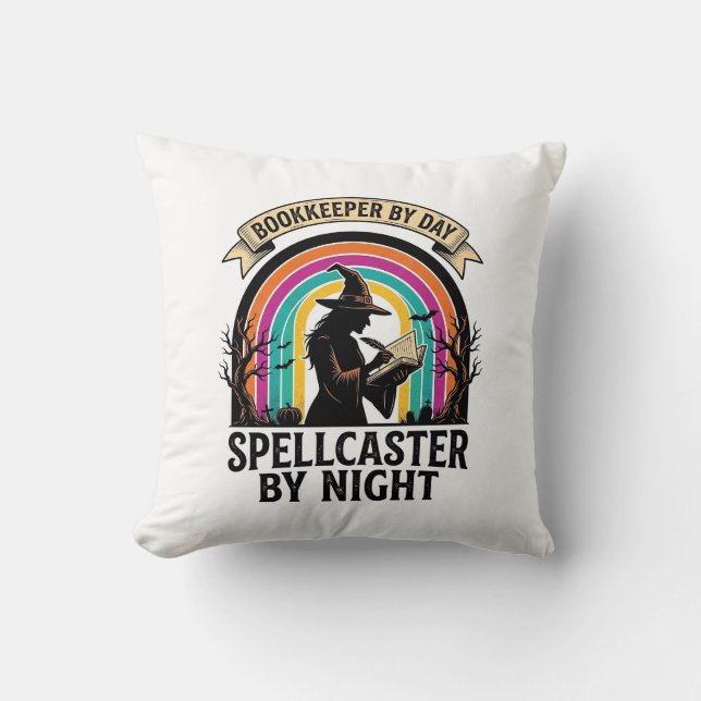 Bokföringshäxa Retro Halloween Redovisningsdesign Kudde (Framsida)