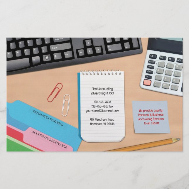 Bokföringskontor för stationära datorer flygblad (Framsidan)