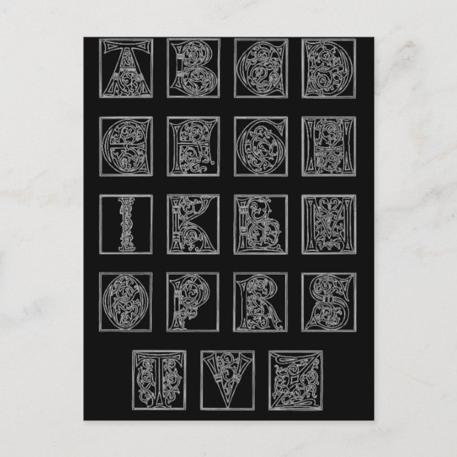 Bokföringskort för alfabet vykort (Framsida)