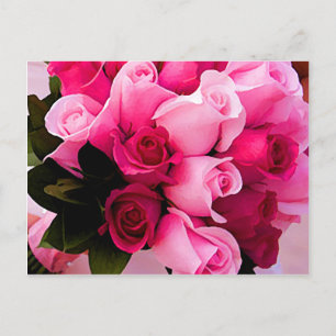 Bokföringskort för Rosa ros Bröllop Vykort