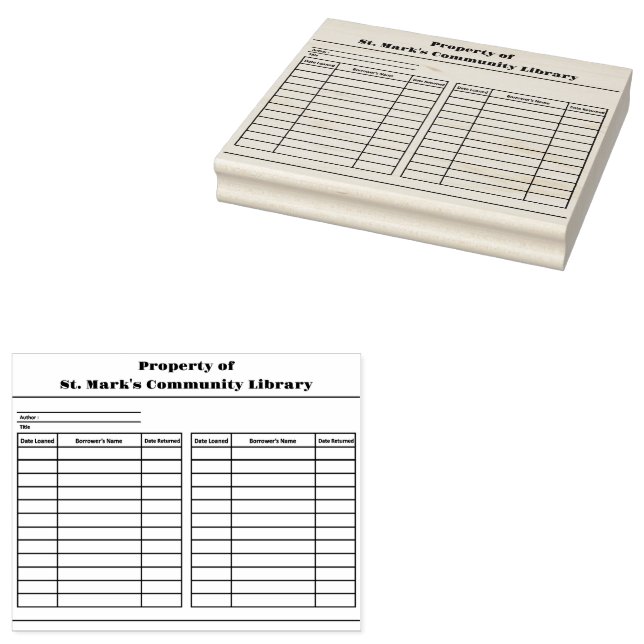 Bokföringsskylt för anpassningsbar Bibliotek-låner Stämpel (Stämplad)