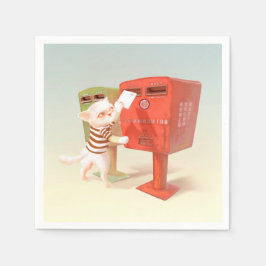 Bokföringstid - Katt med taiwanesisk postlåda Pappersservett