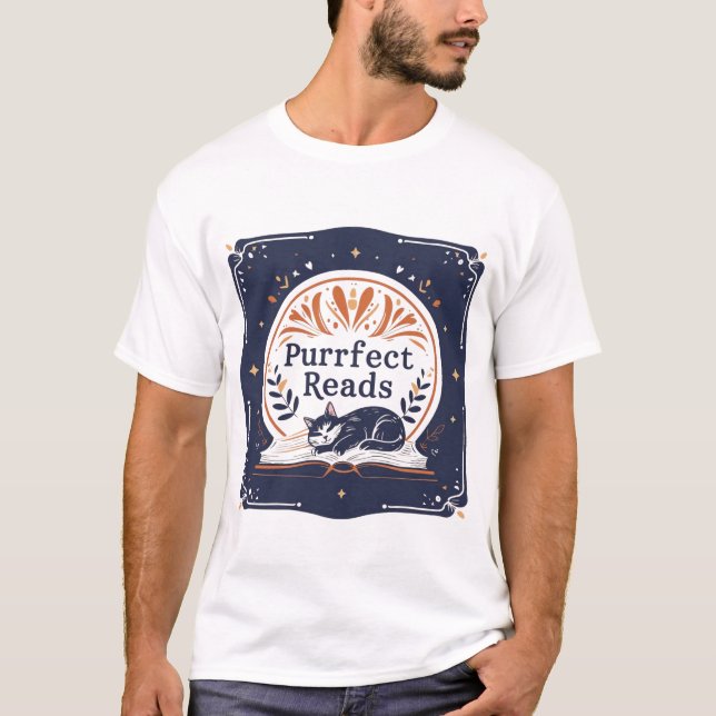 Bokglad kattgåva - exakta läsningar t shirt (Framsida)