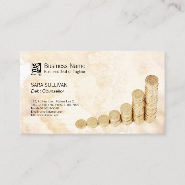 Bokhållare Money Stack Visitkort (Framsida)