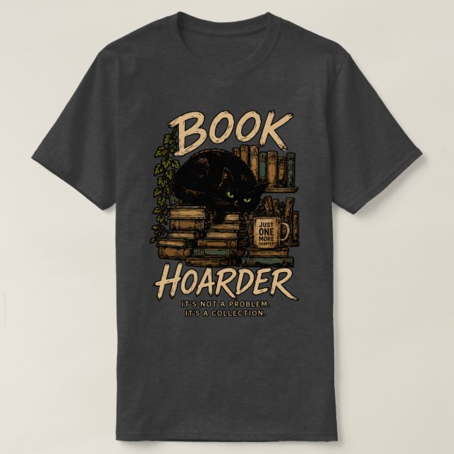Bokhoarders katt-samling t shirt (Design framsida)