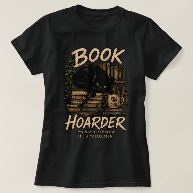 Bokhoarders katt samling t shirt (Design framsida)