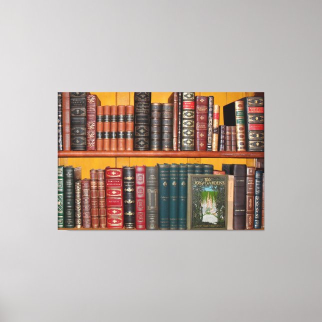 bokhyllan bokar bibliotek canvastryck (Framsida)