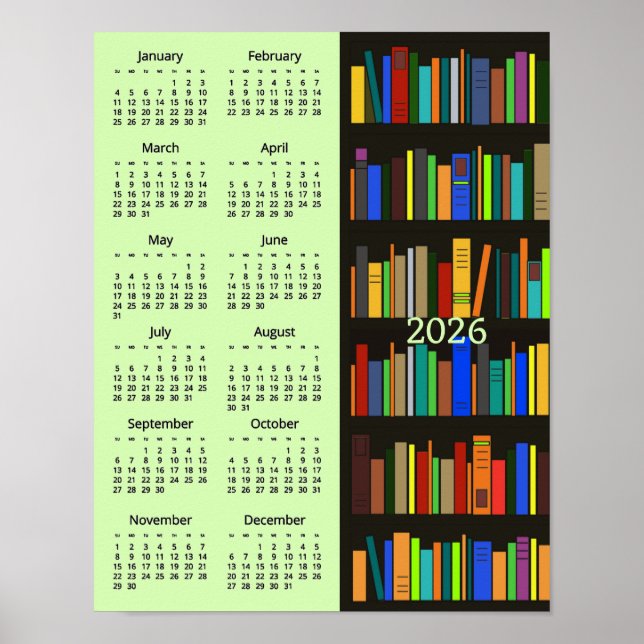 Bokhyllor Design 2026 Kalender Affisch (Framsidan)