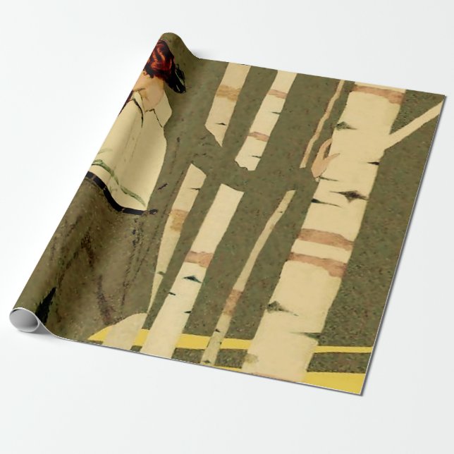 Bokillustration med påfågelsfjädrar av C Coles Phi Presentpapper (Utrullad)