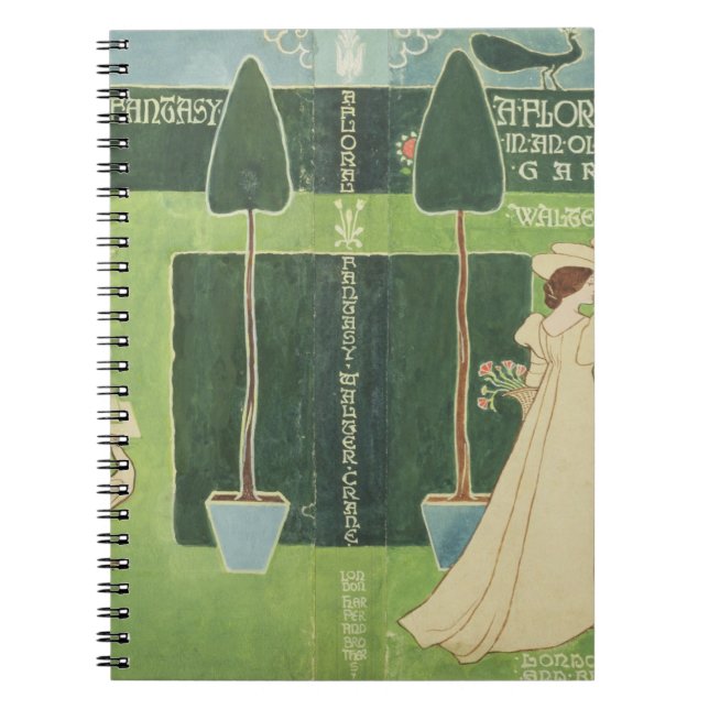 Bokjackadesign för 'en blom- fantasi i ett gammalt anteckningsbok med spiral (Framsidan)