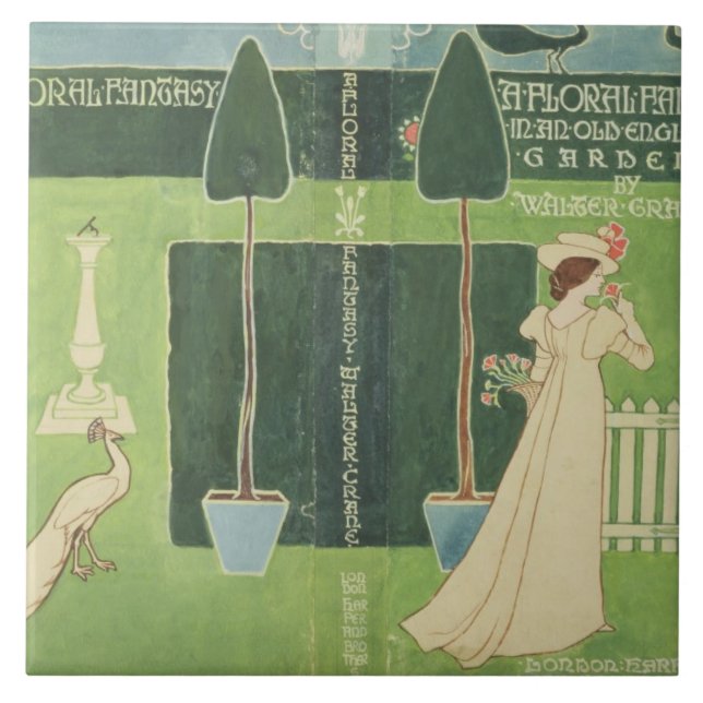 Bokjackadesign för 'en blom- fantasi i ett gammalt kakelplatta (Framsidan)