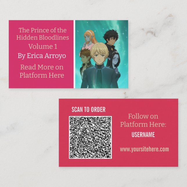 Bokkampanj Indie Författare QR-kod Visitkort (Fram/baksida)