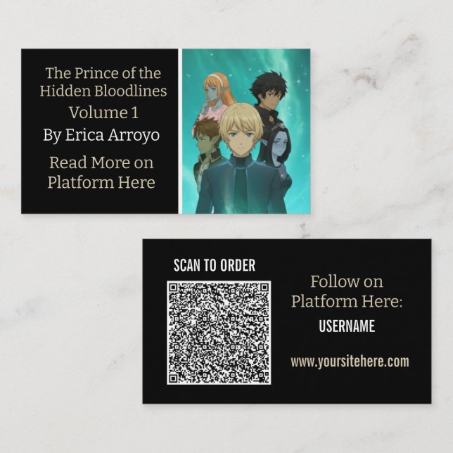 Bokkampanj Indie Författare QR-kod Visitkort (Fram/baksida)