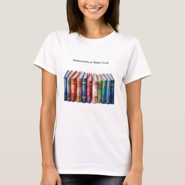 Bokklubb Anpassningsbar Text Inbunden Böcker T Shirt (Framsida)