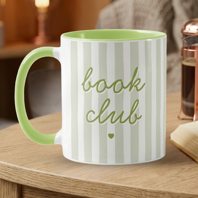 Bokklubbens manus citat Sage randig hjärta kaffe  Mugg (Skapare uppladdad)