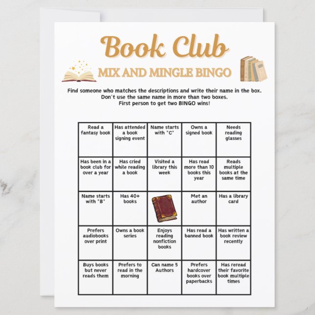 Bokklubbens Mix och Mingel Bingo (Framsida)