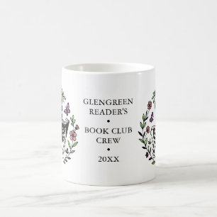 Bokklubbens namn Blommig läsande skelettpresent Kaffemugg