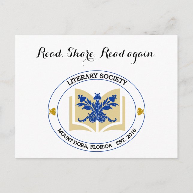 Bokkort för litterära sällskap vykort (Framsida)