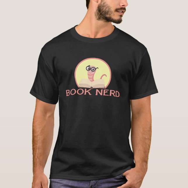 Bokläst Bokmask Boknörd T Shirt (Framsida)