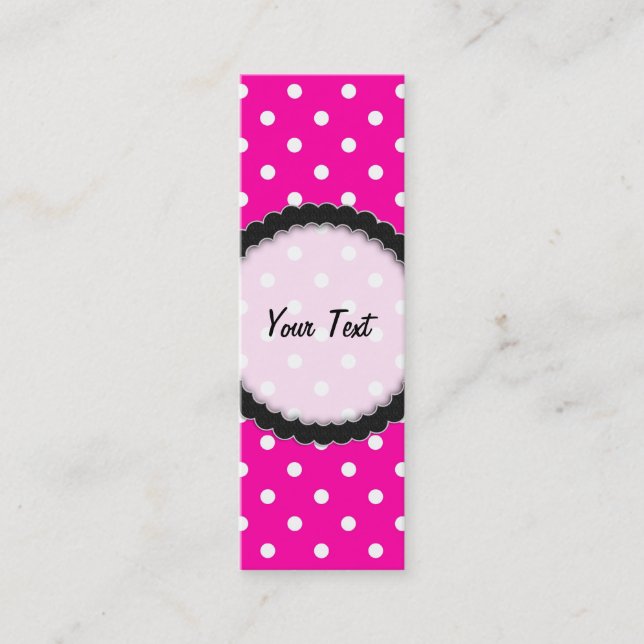 Bokmärke, Affärskort Shock rosa Polka punkt Mini Visitkort (Framsida)
