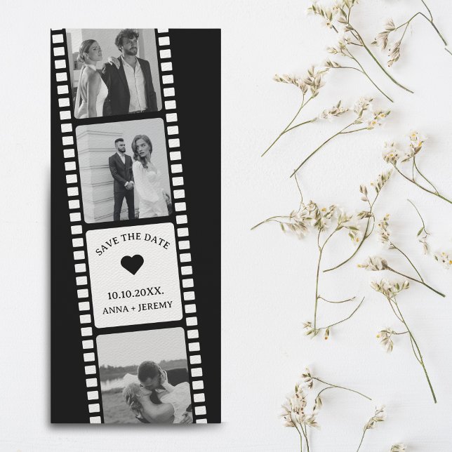 Bokmärke för fotoläge för filmstrippa Spara datum Inbjudningar (Photo Booth Save the Date)