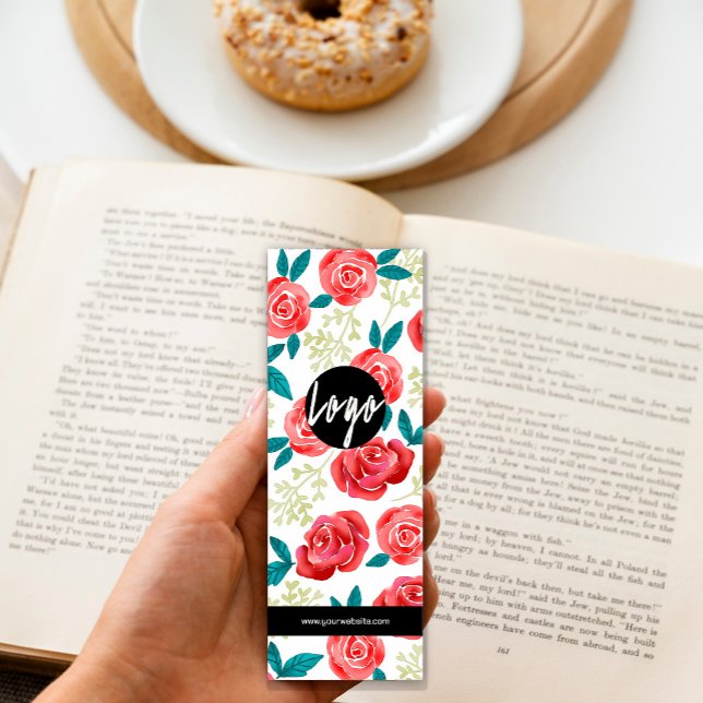 Bokmärke för hand plockade Bright Flowers Mini Visitkort (Hand drawn eucalyptus flower bouquet #bookmark #colorful #floralbookmark #zazzlemade #brightflowers)