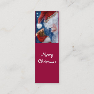 Bokmärke för helgdag för Santa kärlekdjur Mini Visitkort