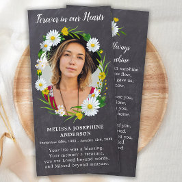 Bokmärke för minnesfotot-Blommigten Funeral Prayer Tack Kort