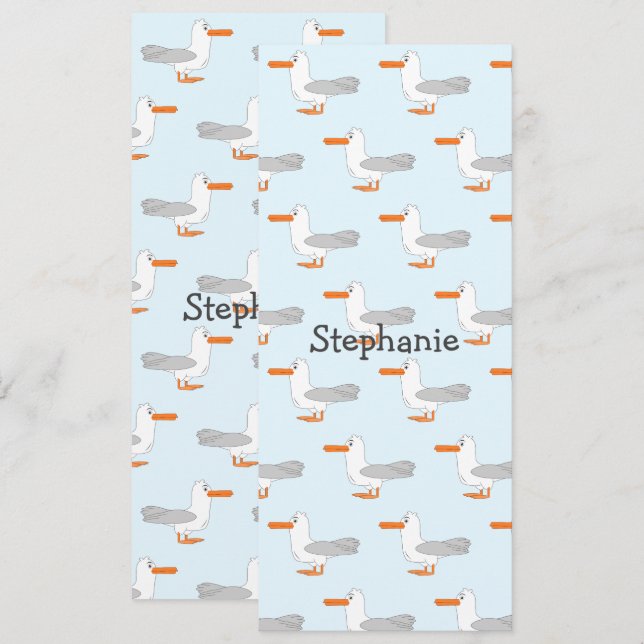 bokmärke för Personlig i Fiskmås Design Inbjudningar (Fram/baksida)