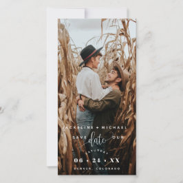 Bokmärke för Photo White Script Bröllop spara datu