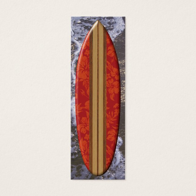 Bokmärke för Sunset Beach Surfboard-bokmärke Litet Visitkort (Framsidan)