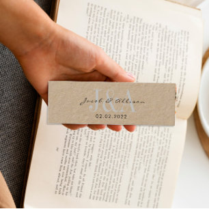 bokmärkets bröllopsförmån för monogram elegant mini visitkort