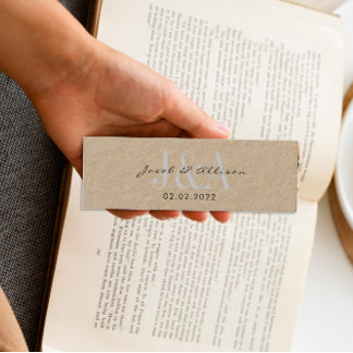 bokmärkets bröllopsförmån för monogram elegant mini visitkort
