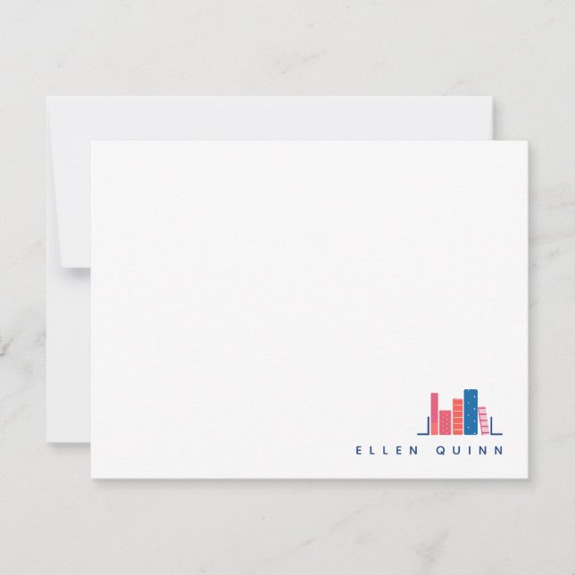 Bokmask i blå notkorthållare anteckningskort (Framsida)