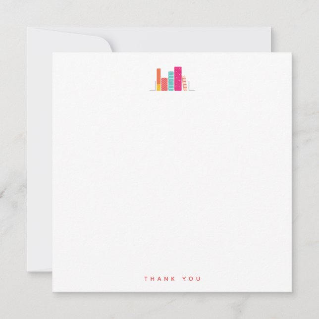 Bokmask i korall och rosa tackkort anteckningskort (Framsida)