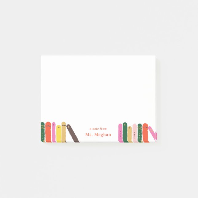 Bokmaskmeddelande från lärare post-it block (Framsida)