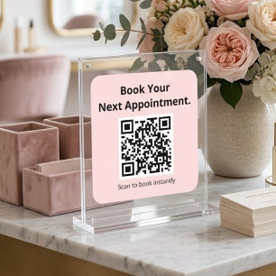 Bokning av nästa möte QR-kod Rosa dekal  Fyrkantigt Klistermärke