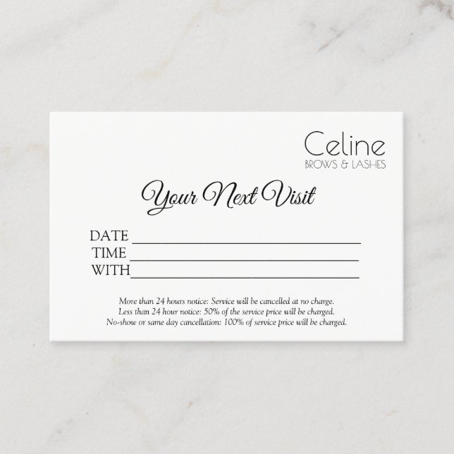 Bokningkort Ögonbryn Ögonfransar Salon Visitkort (Framsida)