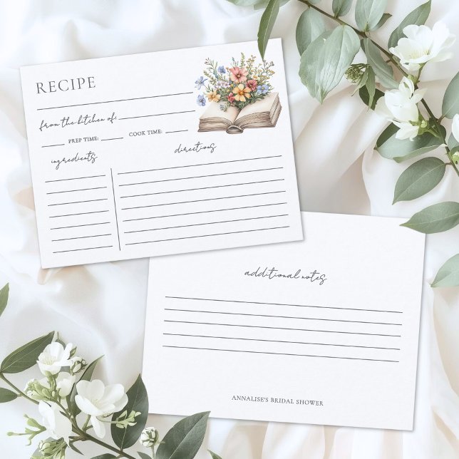 Bokningskort för Bröllopsfest Receptförfrågan Tilläggskort (Book Bridal Shower Recipe Request Card)