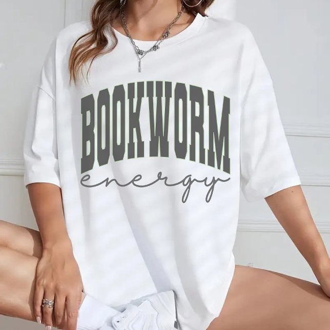Bokorm Energiträja, Mysig bokklubbs-tröja T Shirt (bookworm energy shirt, bookworm energy sweatshirt, minimalist book shirt, minimalist book sweatshirt)